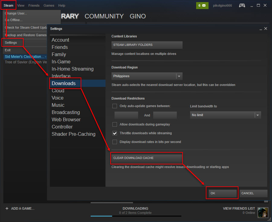how to fix steam connection error